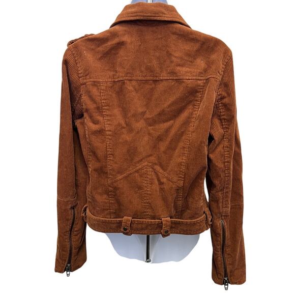 BLANKNYC Rust Corduroy Moto Jacket Women’s Small Belted Zip Fall Core - Picture 3 of 4
